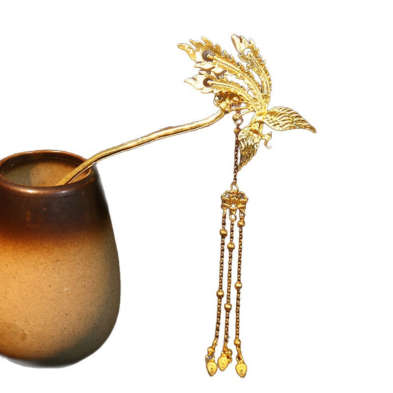 Set iglica za kosu s motívom feniksa u antičkom stilu za nevjestu (Materijal: Metal; Stil: Etnički; Kôd proizvoda: Hf097a+hf003a; Obrada: Elektropliranje; Izlazak: Proljeće 2025)