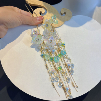 Hanfu hairpin s resicama - metalna, vintage stil, za žene, ručno izrađeno, jesen 2024