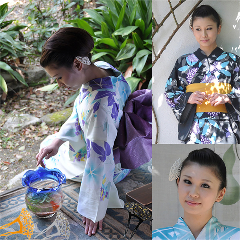 Akrüülne juukseklips lehekujundusega, retro stiil, serigraafiline viimistlus, pruudile peakaunistus