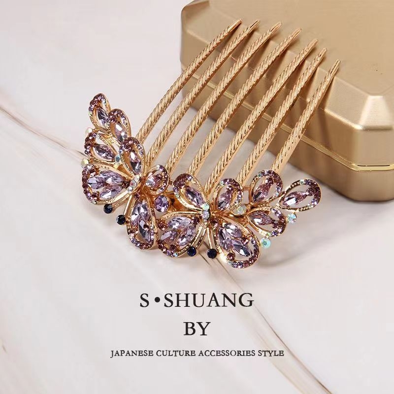 Kvetinová čelenka s ametystovým kryštálom, zliatina, jednoduchý dámsky štýl — Yan Yun Jewelry