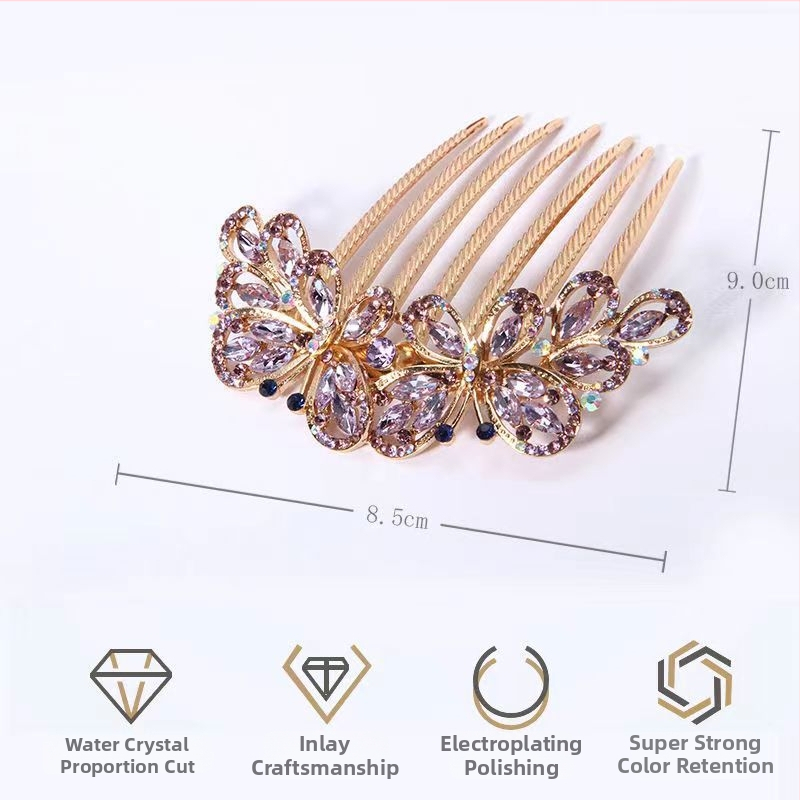 Kvetinová čelenka s ametystovým kryštálom, zliatina, jednoduchý dámsky štýl — Yan Yun Jewelry