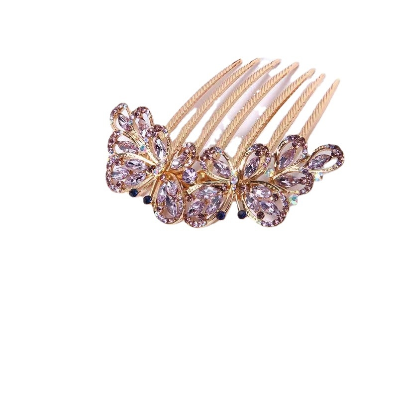 Kvetinová čelenka s ametystovým kryštálom, zliatina, jednoduchý dámsky štýl — Yan Yun Jewelry