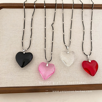 Colier cu pandantiv inimă în stil INS, aliaj, Rhinestones încrustate, tricot manual, To-7524, Primăvara 2025