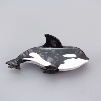 Clip de păr cu design rechin-tigru — material: acid acetic; fabricație: manual; tip clip: prindere; sezon: vară 2024; categorie: accesorii pentru cap