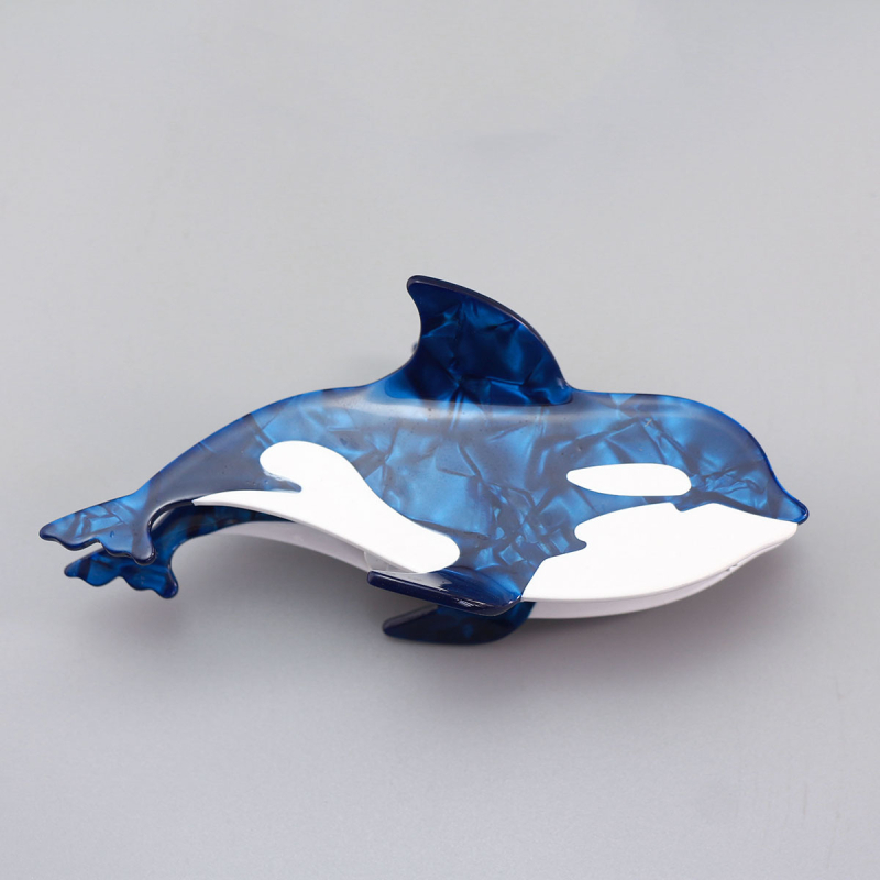Clip de păr cu design rechin-tigru — material: acid acetic; fabricație: manual; tip clip: prindere; sezon: vară 2024; categorie: accesorii pentru cap