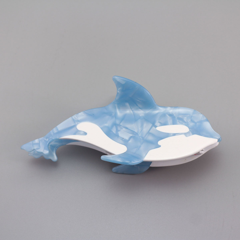 Clip de păr cu design rechin-tigru — material: acid acetic; fabricație: manual; tip clip: prindere; sezon: vară 2024; categorie: accesorii pentru cap