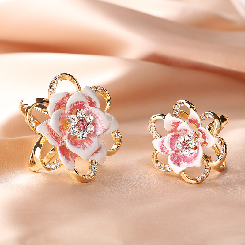 Broșă din aliaj, motiv cu flori, stil fashion pastoral, finisaj electroplacat, funcție fixă