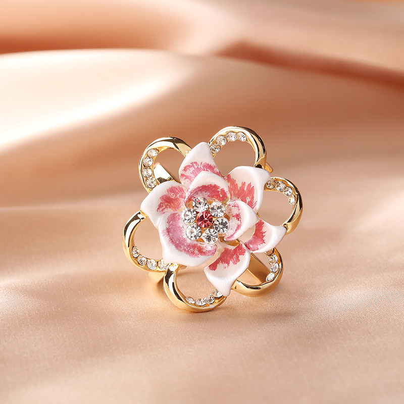 Broșă din aliaj, motiv cu flori, stil fashion pastoral, finisaj electroplacat, funcție fixă