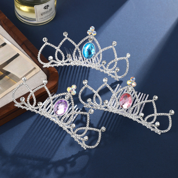 Vlasový doplnok - diadéma s rhinestone, dievčenský štýl pre deti (Materiál: rhinestone; Tvar: Diadéma; Spracovanie: Elektroplatovanie; Kryštál: Biela)