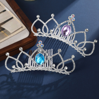 Vlasový doplnok - diadéma s rhinestone, dievčenský štýl pre deti (Materiál: rhinestone; Tvar: Diadéma; Spracovanie: Elektroplatovanie; Kryštál: Biela)