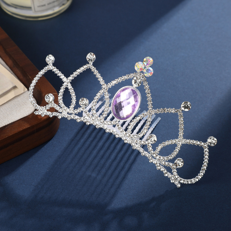 Vlasový doplnok - diadéma s rhinestone, dievčenský štýl pre deti (Materiál: rhinestone; Tvar: Diadéma; Spracovanie: Elektroplatovanie; Kryštál: Biela)