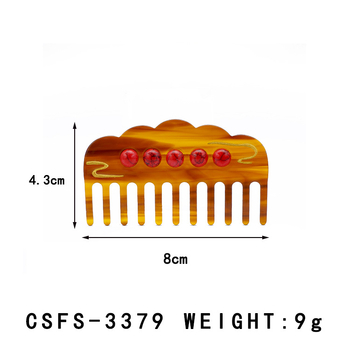 Acetát hajkefe, kínai stílus, felhőmintás agat, széles fogak, kézzel készített
