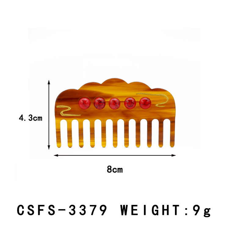 Acetát hajkefe, kínai stílus, felhőmintás agat, széles fogak, kézzel készített