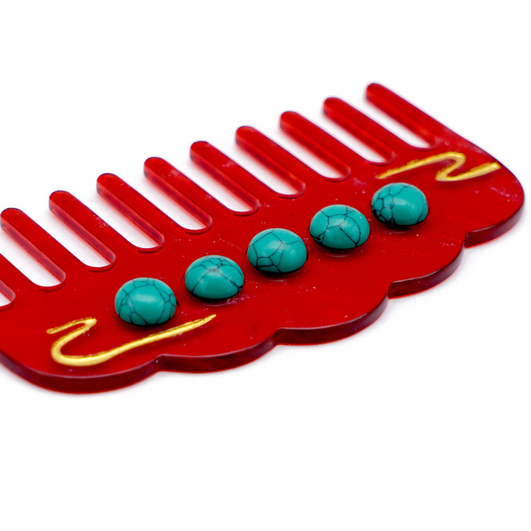 Acetát hajkefe, kínai stílus, felhőmintás agat, széles fogak, kézzel készített