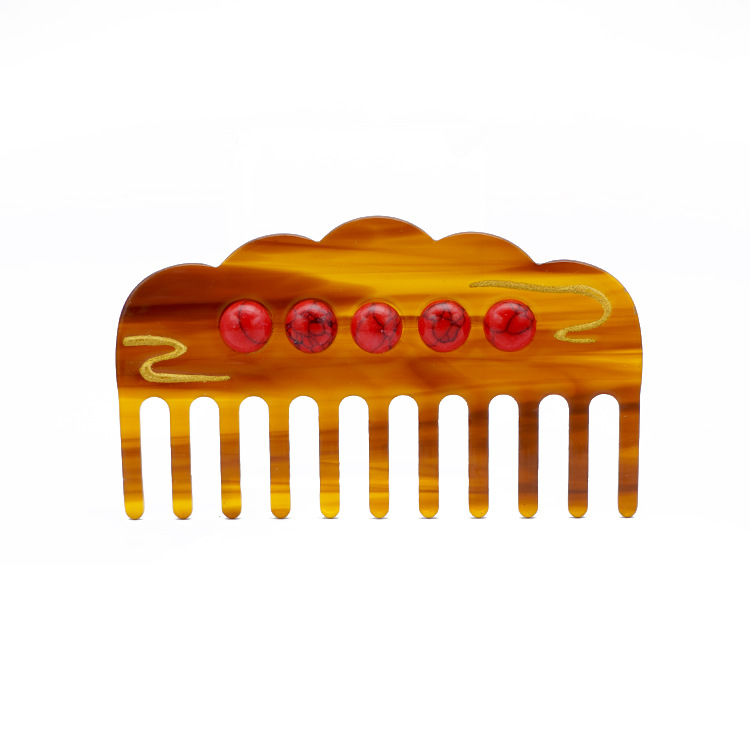 Acetát hajkefe, kínai stílus, felhőmintás agat, széles fogak, kézzel készített