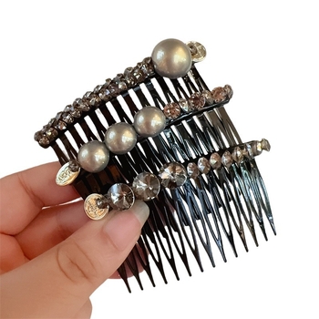 Vintage klips za kosu s kristalima, ručna izrada, geometrijski dizajn