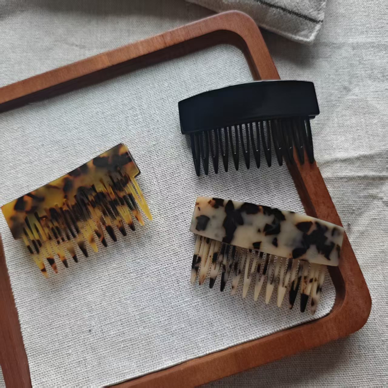 Dodaci za kosu - Češalj s 12 zuba, visoka kruna, obrnuti češanj, leopard uzorak, kovitav oblik