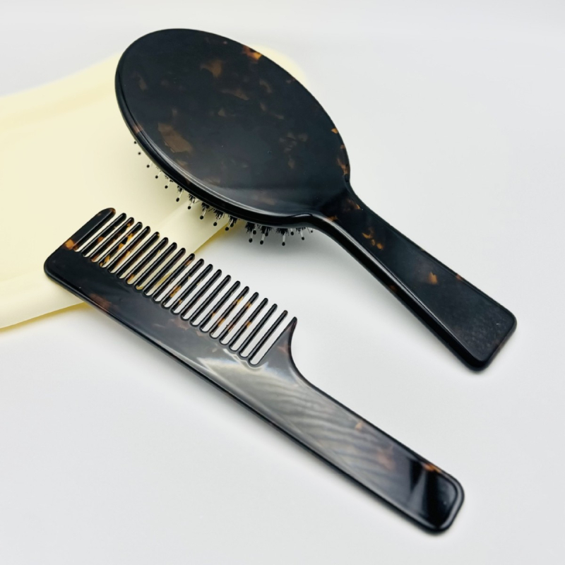 Звездообразен въздушен гребен за коса със свински четина, антистатичен масаж, гравиран дизайн, унисекс