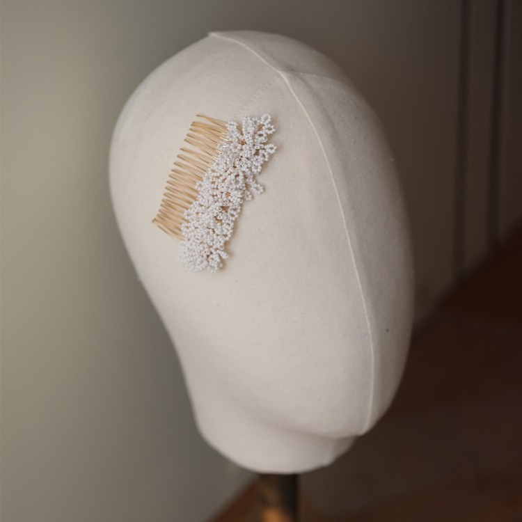 Гребен за коса с мъниста, ръчно изработен сплавен аксесоар за сватба
