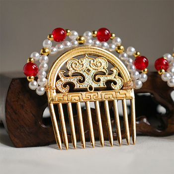 Метална ръчно изработена шпилка за коса – геометрична форма, винтидж стил Тан династия, дворцов стил за жени