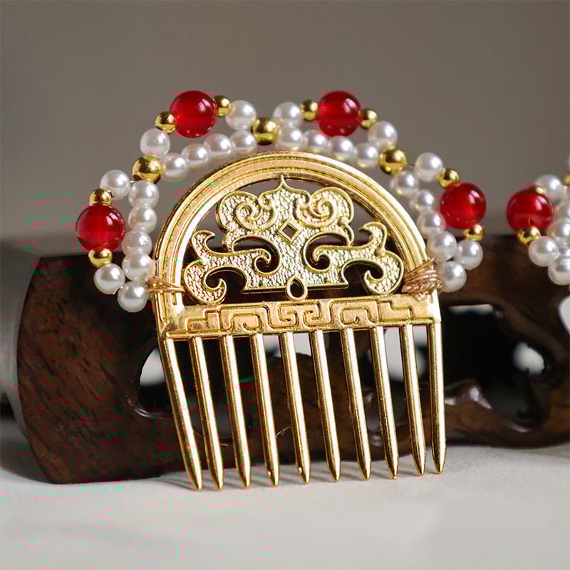 Метална ръчно изработена шпилка за коса – геометрична форма, винтидж стил Тан династия, дворцов стил за жени