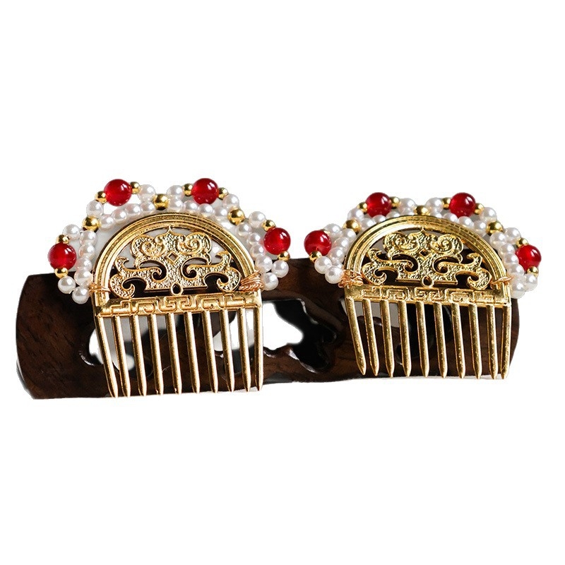 Метална ръчно изработена шпилка за коса – геометрична форма, винтидж стил Тан династия, дворцов стил за жени