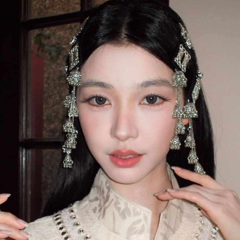 Clips de păr cu ciucuri în stil etnic, din aliaj cu încrustări de pietre artificiale, placare electrochimică, lansare toamnă 2025