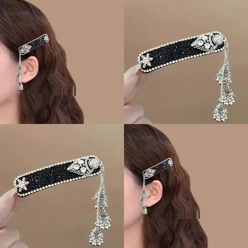 Clips de păr cu ciucuri în stil etnic, din aliaj cu încrustări de pietre artificiale, placare electrochimică, lansare toamnă 2025