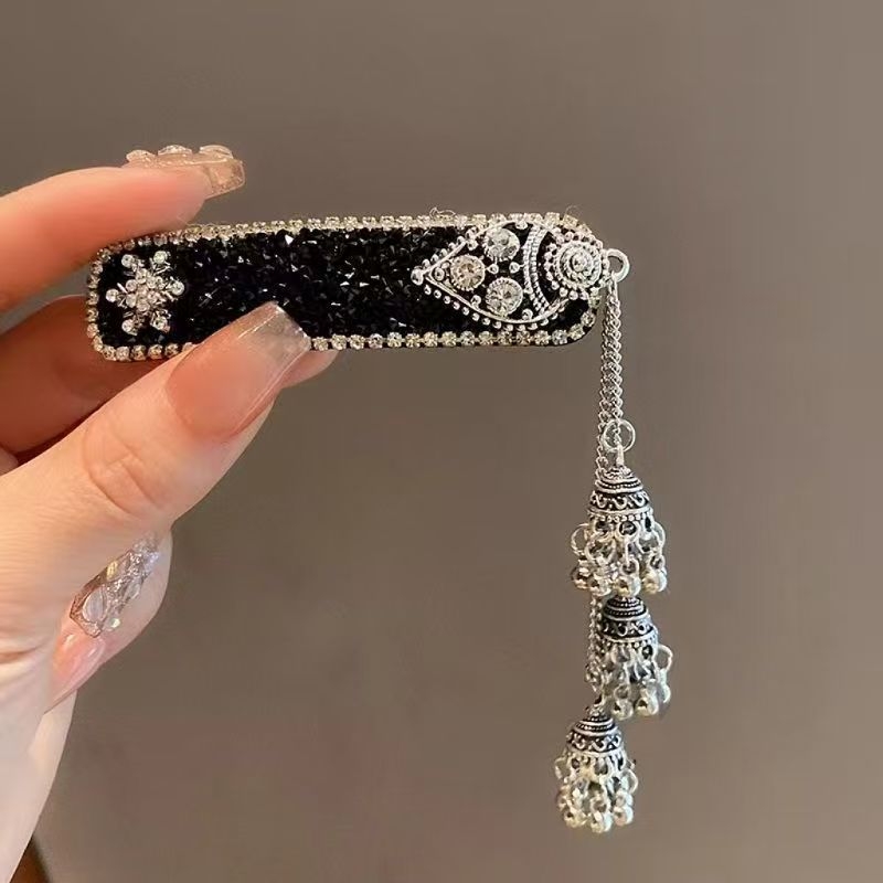 Clips de păr cu ciucuri în stil etnic, din aliaj cu încrustări de pietre artificiale, placare electrochimică, lansare toamnă 2025