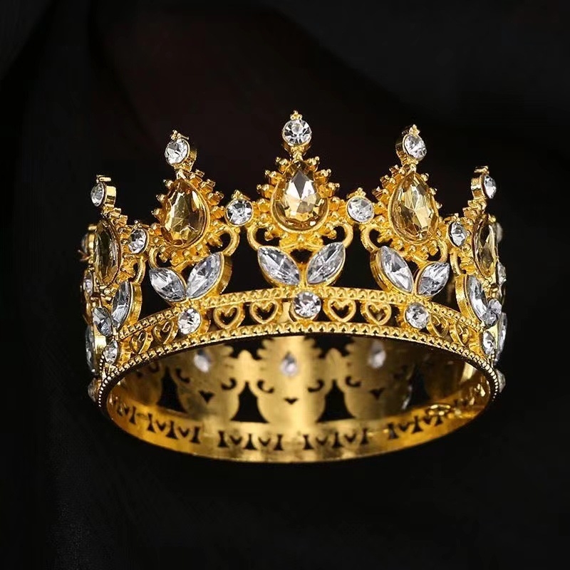 Metalna tiara za nevjestu za fotografiranje vjenčanja, barokni stil, prirodni i par dizajn, elektroplatiranje, bijeli kristali