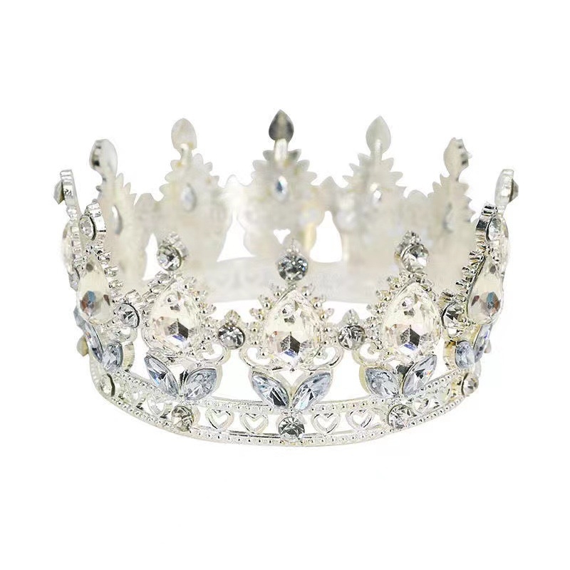 Metalna tiara za nevjestu za fotografiranje vjenčanja, barokni stil, prirodni i par dizajn, elektroplatiranje, bijeli kristali