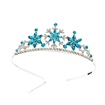 Bandă pentru păr pentru copii, din aliaj, cu electroplacare, cristale albe, design floral, coroană Frozen