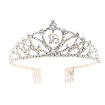Tiara pentru cap cu cristale, metal, acoperire, finisaj diamant, pentru femei, pentru petrecere