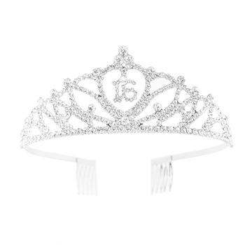 Tiara pentru cap cu cristale, metal, acoperire, finisaj diamant, pentru femei, pentru petrecere