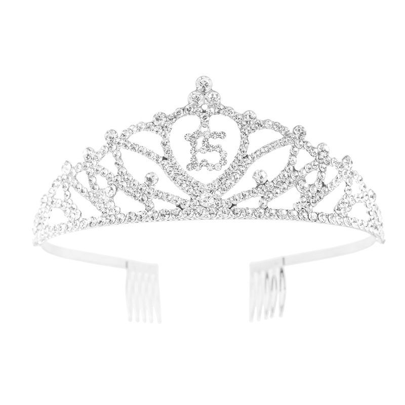 Tiara pentru cap cu cristale, metal, acoperire, finisaj diamant, pentru femei, pentru petrecere