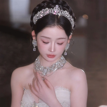 Set Coroană de mireasă, stil minimalist coreean, lucrat manual, din aliaj, Yiwu, Vară 2025