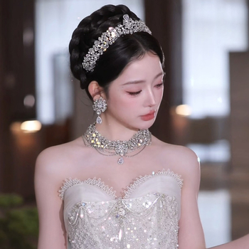 Set Coroană de mireasă, stil minimalist coreean, lucrat manual, din aliaj, Yiwu, Vară 2025