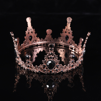 Vjenčana tiara, europska kruna, okrugli oblik za fotografije, stil princeze (Materijal: legura; Obrada: elektroplating; Stil: princeza; Oblik: kruna; Kristali: kristal)
