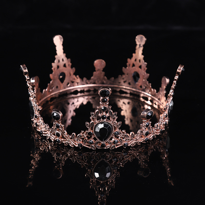Vjenčana tiara, europska kruna, okrugli oblik za fotografije, stil princeze (Materijal: legura; Obrada: elektroplating; Stil: princeza; Oblik: kruna; Kristali: kristal)