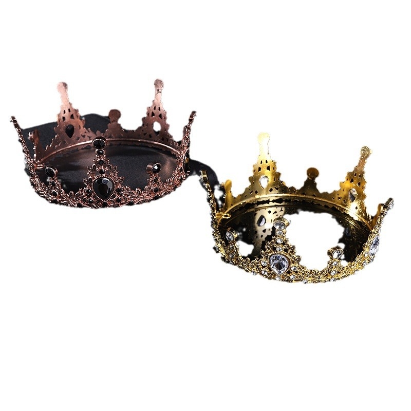 Vjenčana tiara, europska kruna, okrugli oblik za fotografije, stil princeze (Materijal: legura; Obrada: elektroplating; Stil: princeza; Oblik: kruna; Kristali: kristal)
