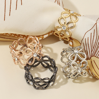 Clip pentru eșarfă din aliaj, în formă de frunză, cu diamante încrustate, metal electroplacat, nod geometric, pentru femei