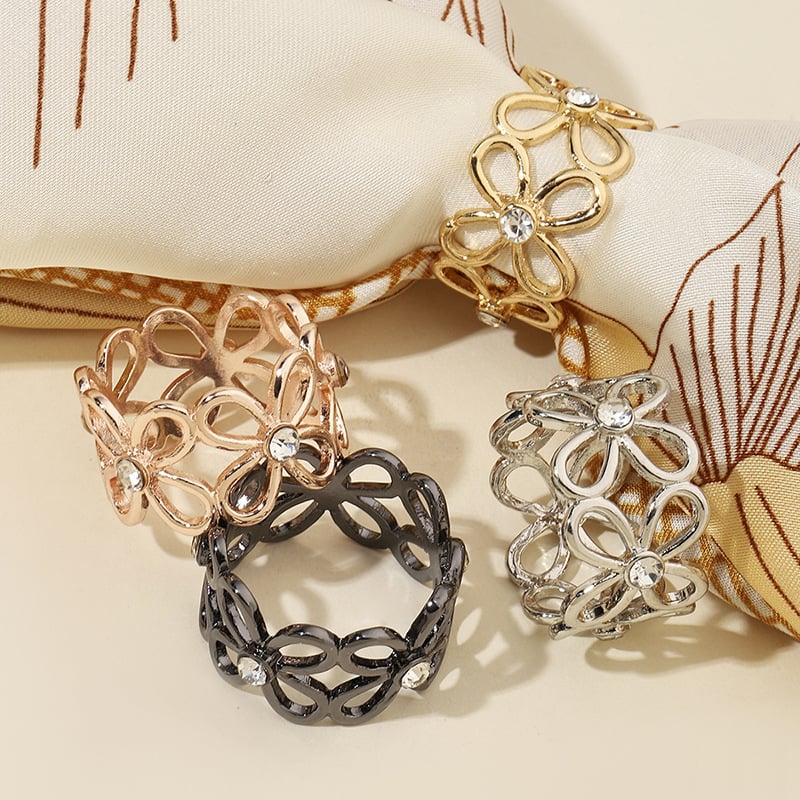 Clip pentru eșarfă din aliaj, în formă de frunză, cu diamante încrustate, metal electroplacat, nod geometric, pentru femei