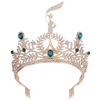 Krona za glavu - elegantan ženski stil, oblik: kruna (Materijal: legura; Obrada: postavljeno dijamantima; Kristali: ghost kristali)