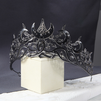 Coronă pentru cap cu design semilunar, cristale Rhinestone, bază din aliaj, placare electrolitică, cristale albe