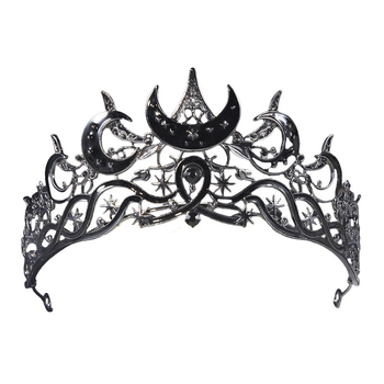 Coronă pentru cap cu design semilunar, cristale Rhinestone, bază din aliaj, placare electrolitică, cristale albe