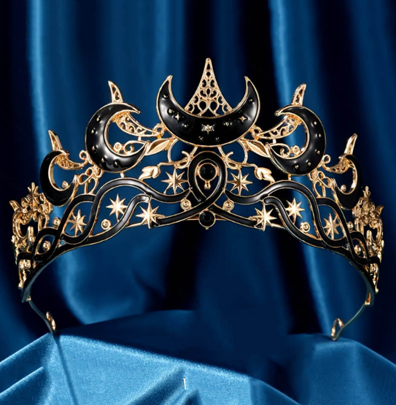 Coronă pentru cap cu design semilunar, cristale Rhinestone, bază din aliaj, placare electrolitică, cristale albe