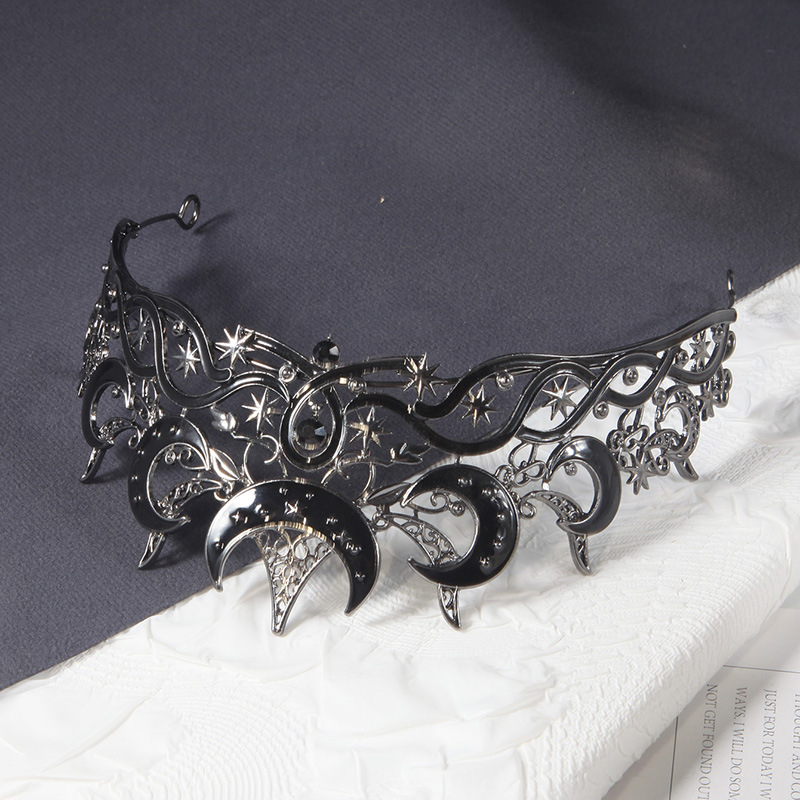 Coronă pentru cap cu design semilunar, cristale Rhinestone, bază din aliaj, placare electrolitică, cristale albe