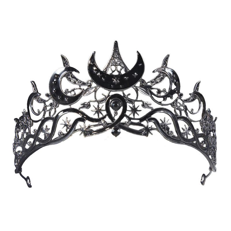 Coronă pentru cap cu design semilunar, cristale Rhinestone, bază din aliaj, placare electrolitică, cristale albe