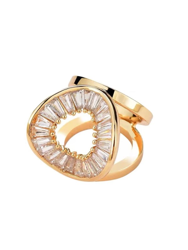 Šalni gumb - bakar, cvjetni oblik, cirkon ugraviran, elektroplirano, japansko-korejski stil