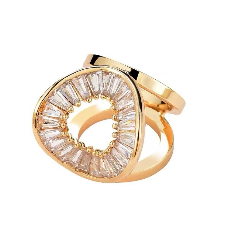 Šalni gumb - bakar, cvjetni oblik, cirkon ugraviran, elektroplirano, japansko-korejski stil